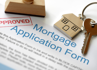 Keys on a piece of paper that says 'Mortgage application form